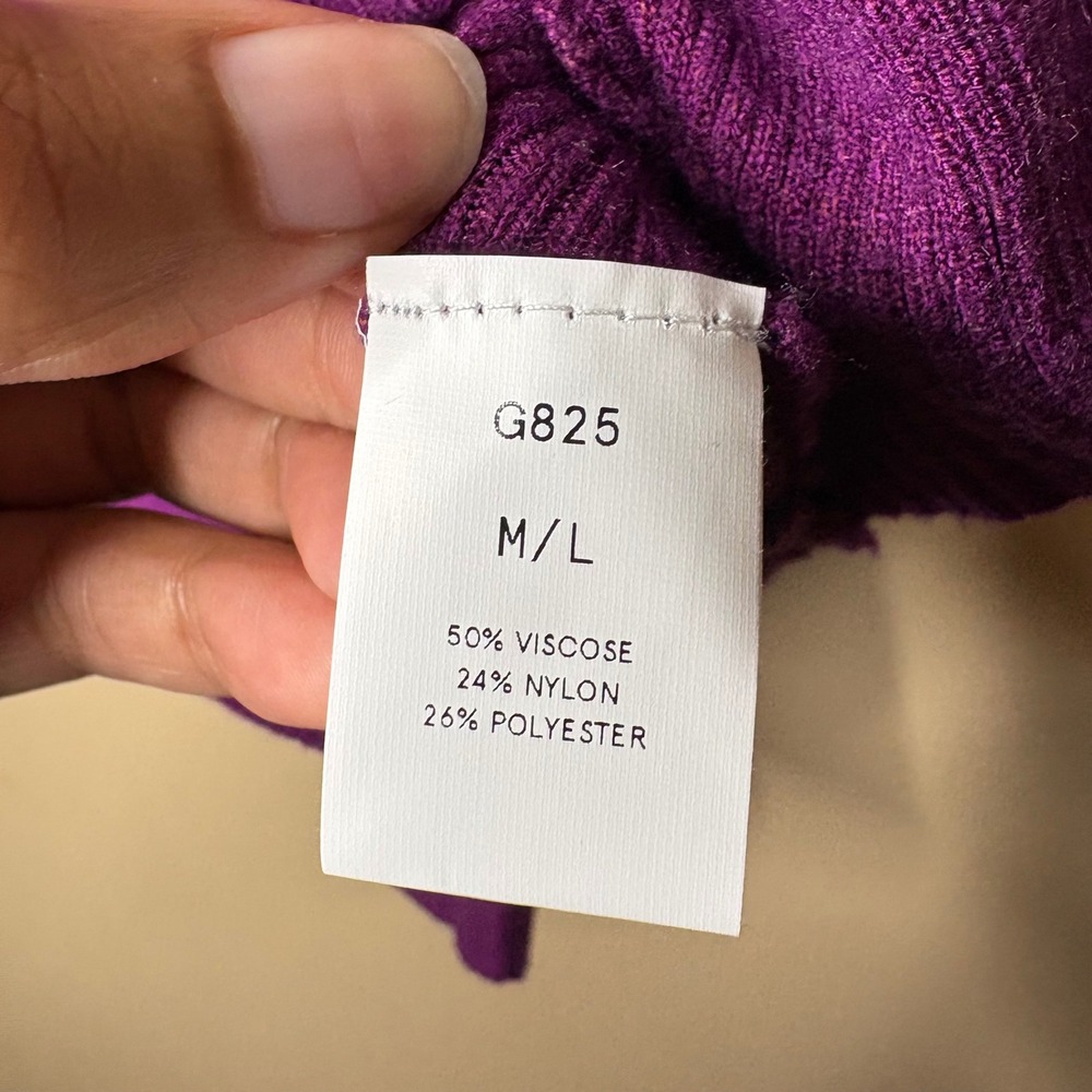 Kerisma Ryker Purple Ribbed Batwing Dolman Sleeve Sweater Size M/L Womens - Picture 4 of 5